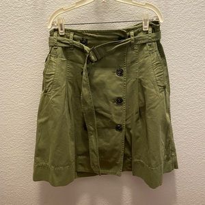 J Crew khaki color skirt with a belt of the same color and fabric. Size 12